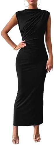 BTFBM Women Ruched Bodycon Maxi Dresses Summer Casual